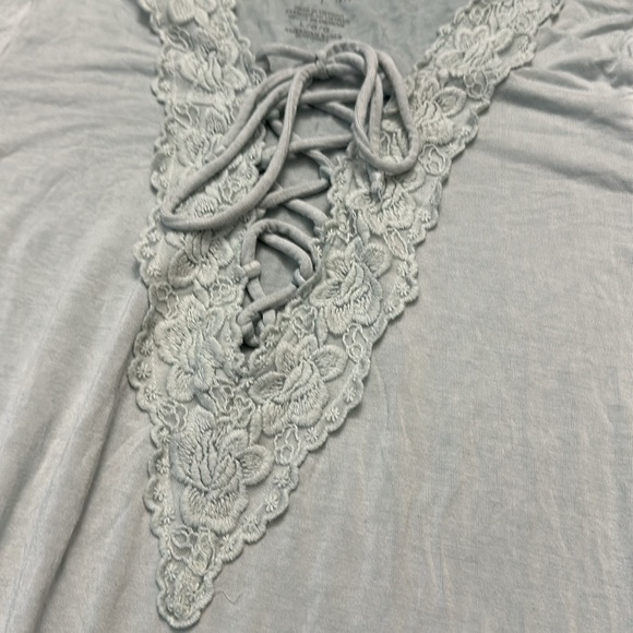 American Eagle Outfitters Large Lace Up Front Mint Color Long Sleeve Top - Picture 3 of 7